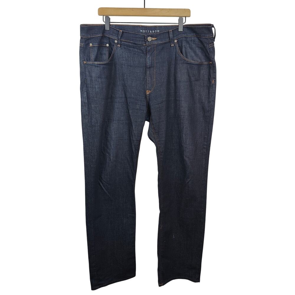 Mott & Bow Slim Jeans Mens 40x32 Dark‎ Wash Stretch Zip Fly Preppy Casual Indigo